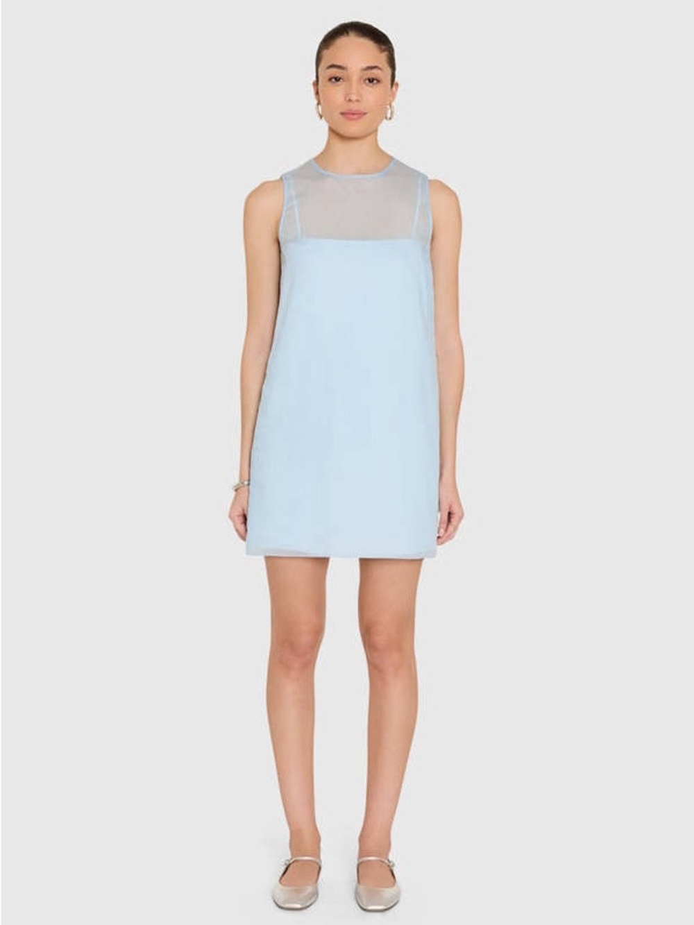 Amanda Uprichard Light Blue Sheer Yoke Tank
